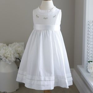 Strasburg Dress White Cotton Sleeveless Embroidery French Tuck Size Girls 2 NWT